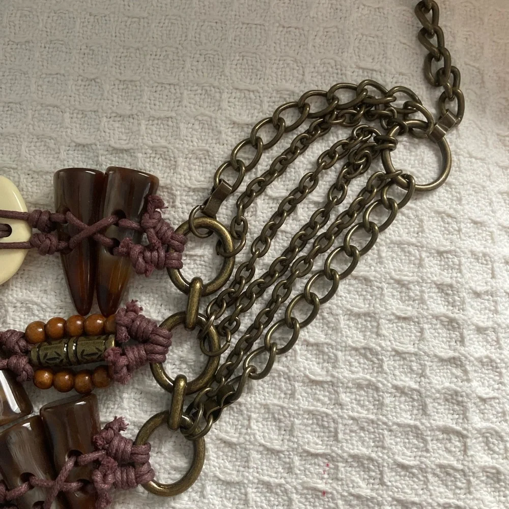Vintage Chico’s Multi Strand Chain Link Belt With Beads And Discs